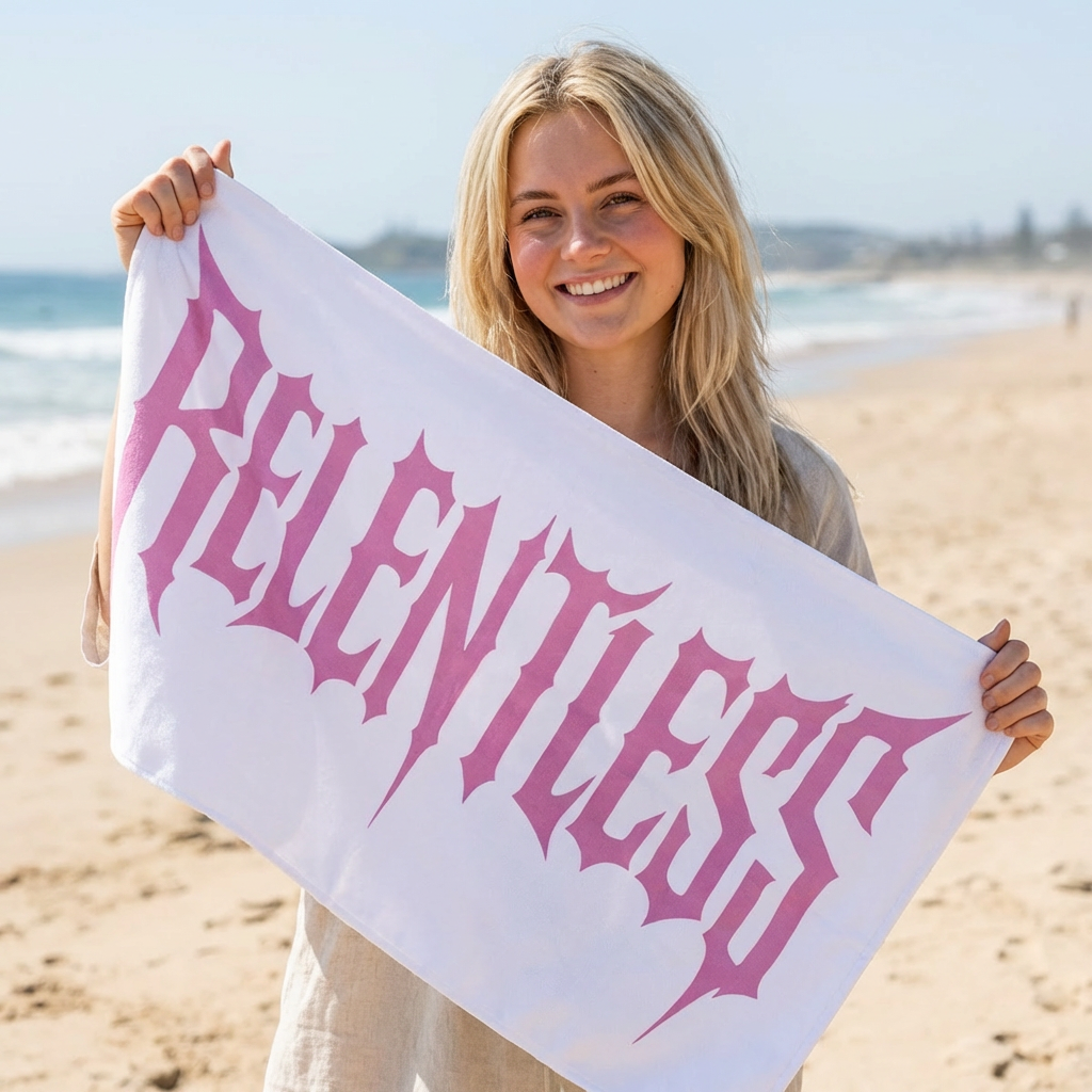 Copy of Relentless Beach Towel — Bold Gothic Typography Beach & Pool Towel
