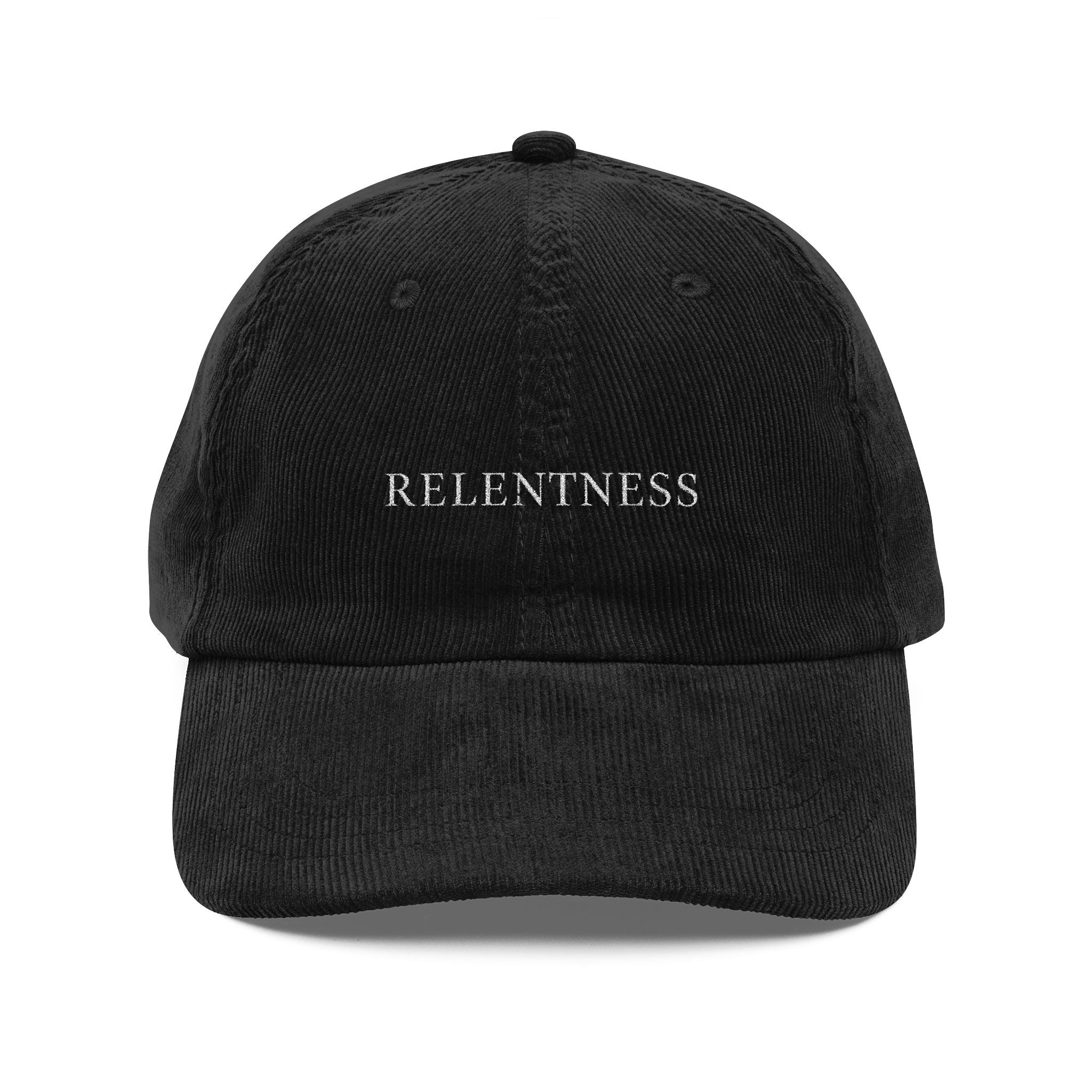Copy of Relentness Embroidered Corduroy Cap — Vintage Black Dad Hat
